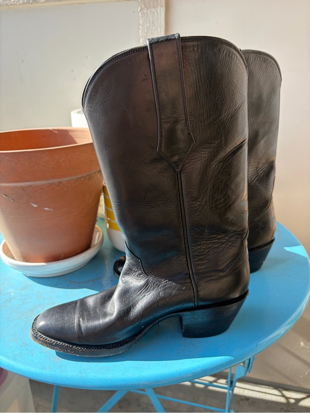 J.B. Hill Texas Handmade Black Calfskin Western Boots 6C Retail $1190